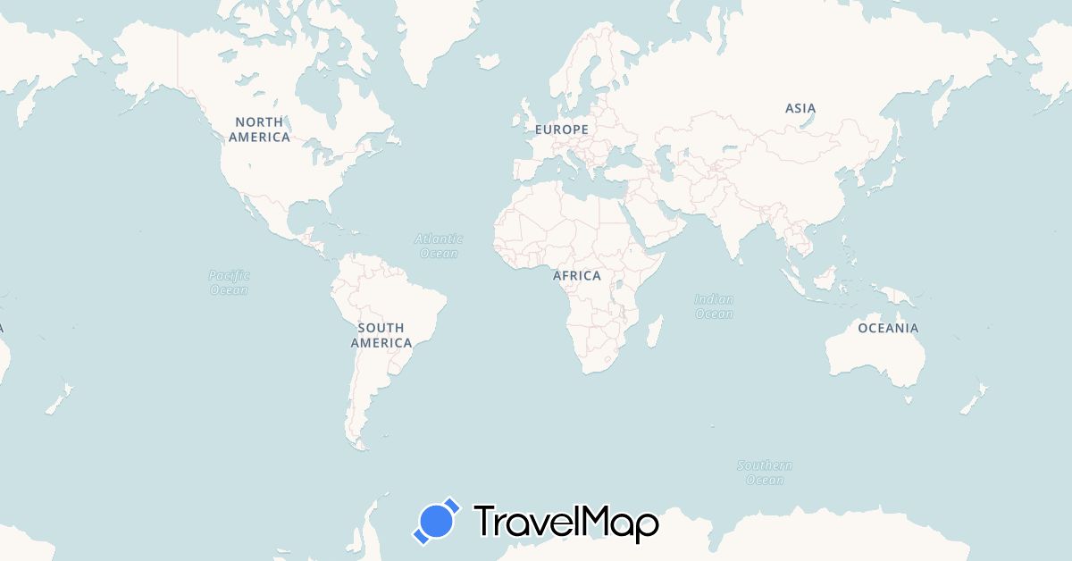 TravelMap itinerary: driving, bus, plane, cycling, train, hiking, boat in Argentina, Bolivia, Brazil, Canada, Cambodia, Laos, Peru, Thailand, Uruguay, Vietnam (Asia, North America, South America)
